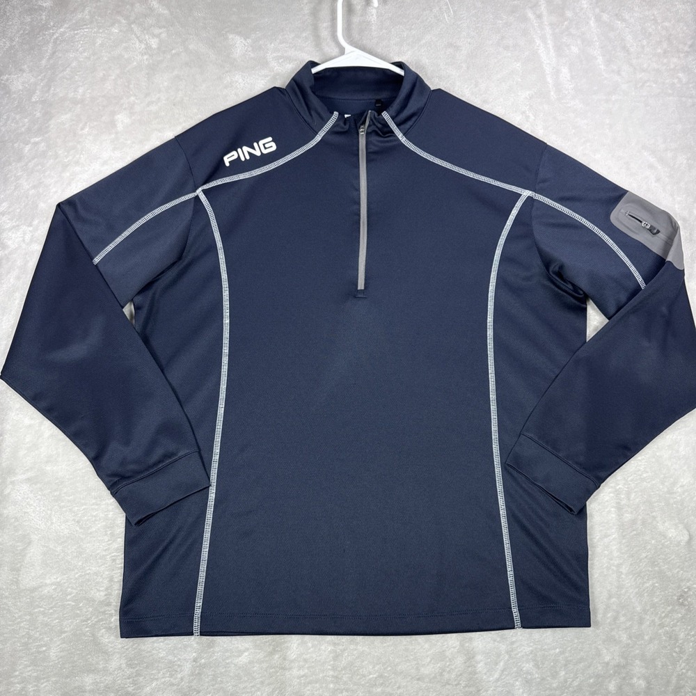 PING Pullover Mens Large Blue Quarter Zip Performance Golf Athletic Top Sz Lg